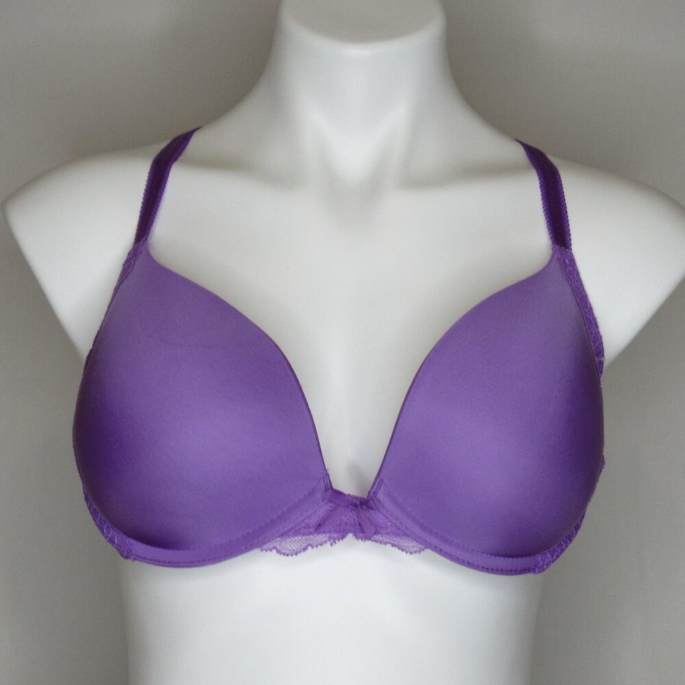 Victoria's Secret DREAM ANGELS Purple Push Up Bra Lace Trim  32DD